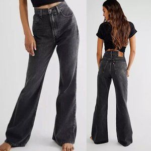 Levis Premium Size 27 x 32 Women 70'S HIGH RISE FLARE Jean Bootcut Black NWT $98